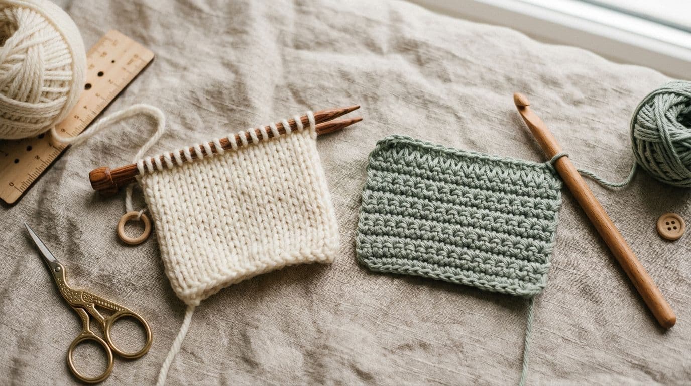 How to count stitches in knitting versus crochet gauge swatches