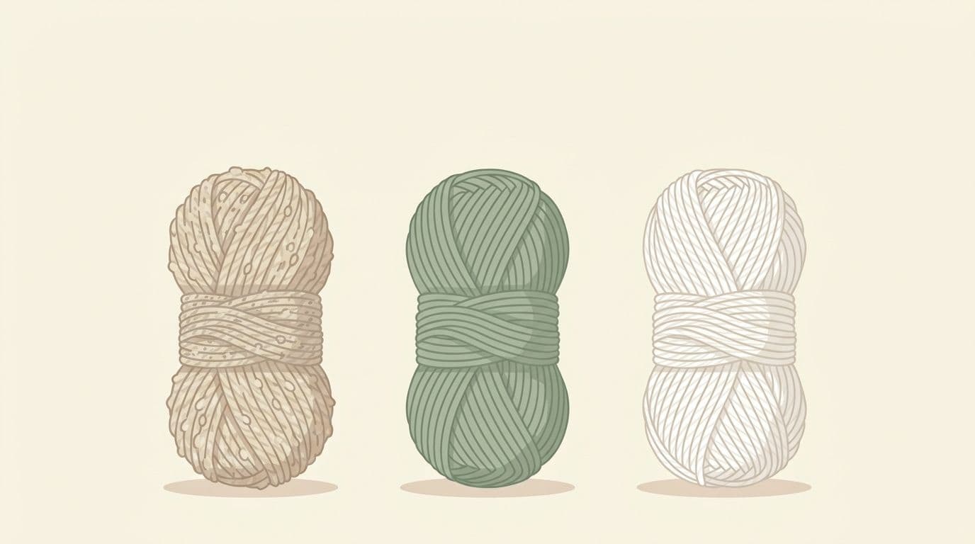 Acrylic vs cotton vs wool yarn comparison for beginners — texture and fiber type guide