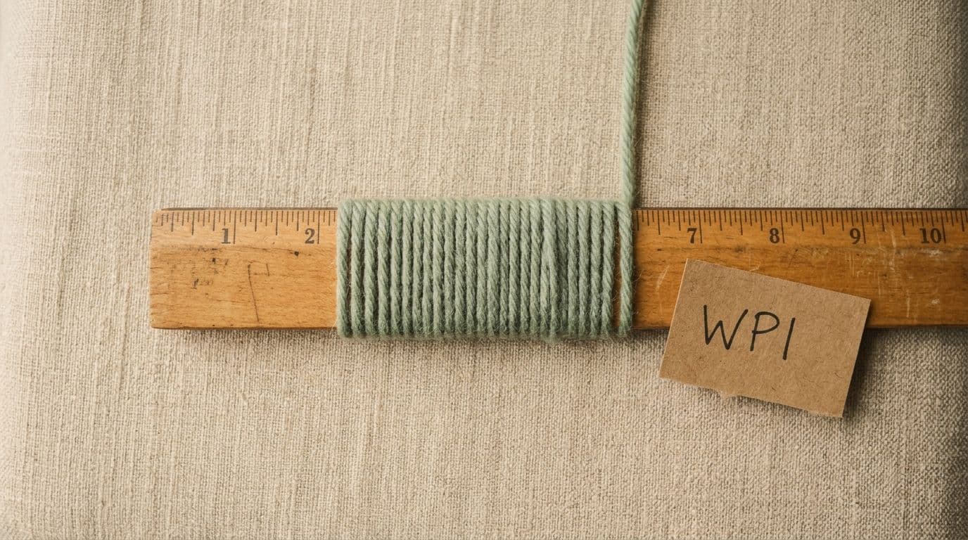 Measuring wraps per inch to find true yarn weight for substitution